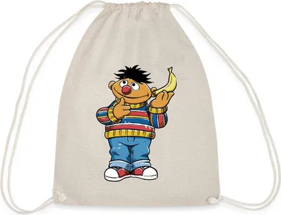 Produktbild von Spreadshirt Sesamstraße Ernie am Bananentelefon Turnbeutel, One size, Natur