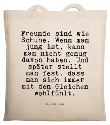 Produktbild von Mr. & Mrs. Panda totebag Freunde sind wie Schuhe.... - Transparent - Geschenk, Schultasche, Uni Tasche, Sprüche, Geburtstagsgeschenk, Beziehung, Stoffbeutel, Büchertasche