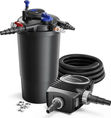 Produktbild von SunSun Komplettset: CPF-15000 Teichdruckfilter bis 30000 L mit 18 Watt UV-C Teichklärer, NEO6000 SuperEco Teichpumpe 6000l/h 40W, 5m Teichschlauch 38 mm (1 1/2"), Schlauchschellen W1 44-47mm