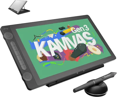 Produktbild von HUION KAMVAS 16 Gen 3 2,5K QHD Grafiktablett mit Display, 15,8 Zoll Zeichentablett mit Entspiegeltem Geätztem Glas, 99% sRGB, PenTech 4.0, 16384 Stift