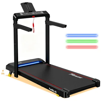 Produktbild von FunLife F6 Laufband klappbar für Zuhause, Display & Steuerung am Handlauf, 1–14 km/h, 2,5 HP Motor, LED-Licht, Pulsmessung & 109×40 cm Lauffläche