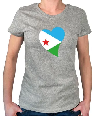 Produktbild von Huuraa Damen T-Shirt Dschibuti Flagge Herz XL Sport Grey Bio Baumwolle Fairtrade Damenshirt Geschenkidee