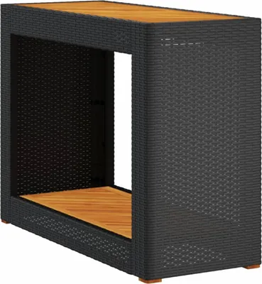Obrázek produktu pro Zahradní stůl s dřevěnou deskou černý 100x40x75 cm polyratan