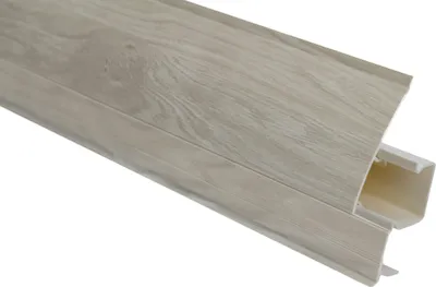 Produktbild von LEMAL Sockelleisten Sparpaket, PVC 65x23mm - Fußleisten mit Kabelkanal - (10 Meter 0102 Holzoptik grau-beige) Vinylboden Wandabschlussleisten