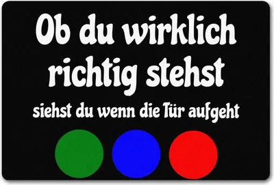 Produktbild von Fussmatte Ob du wirklich richtig stehst mit lustigem Spruch schwarz