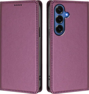 Image de Etui en cuir pour Samsung Galaxy S26+, étui magnétique en cuirPolyuréthaneavec support Violet