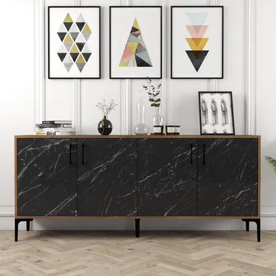 Obrázek produktu pro Skye Decor, Kiev- Kiev HCT, barva ořech, černá, komoda, 78x180x35 cm, 100% melaminovaná dřevotříska