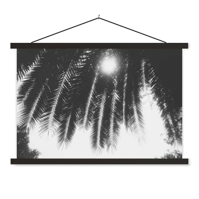 Produktbild von MuchoWow® Textilposter Palmenblätter - Tropisch - Sonne - Palme 90x60 cm mit schwarzem Rahmen - Aufhängungssatz