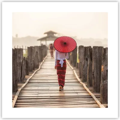 Produktbild von Poster - Poster ohne Rahmen - Birma Regenschirm Brücke - 40x40 cm - Wand Bild - Wanddeko - Wandbilder - Kunstposter - Wandposter - Bilder - Kunstdruck - Wanddekoration - Wandbild - P2XAC40x40-4261