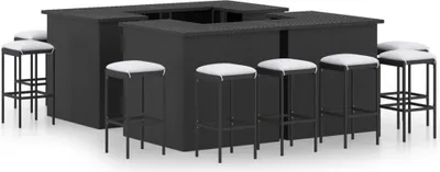 Produktbild von 16-tlg. Gartenbar-Set mit Kissen Poly Rattan Schwarz