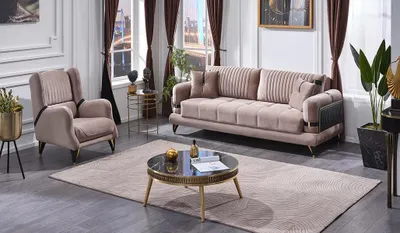 Produktbild von Couchgarnitur Sofa Set 3+1 Sitzer Modern Wohnzimmer Beiige Polstermöbel