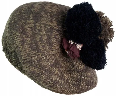 Image de Szaleo, béret pour femmes, couleur kaki, avec trois pompons