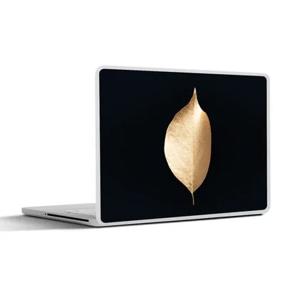 Produktbild von MuchoWow® Laptop Aufkleber Sticker Cover Blätter - Gold - Schwarz - Pflanzen - Luxus 31x22.5 cm - Laptop-Deko
