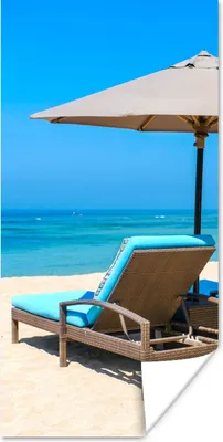 Produktbild von MuchoWow® Poster Strandkorb - Sonnenschirm - Sommer - Meer 20x40 cm - Plakat - Foto