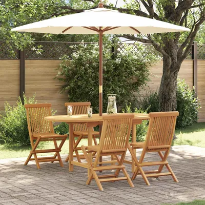 Produktbild von vidaXL Garten Essgruppe 5 pcs Braun Massivholz Teak