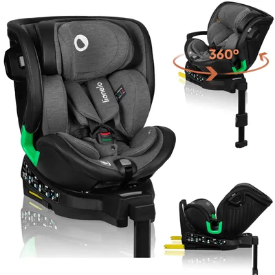 Image de Sièges enfants Lionelo Harmony i-Size, base EasyTurn 360°, ISOFIX et pied de support, BuckleAlarm, Side Impact Guard, appui-tête et dossier réglables - Gris foncé