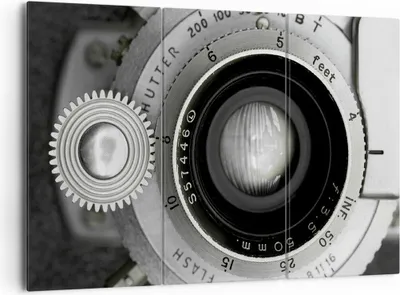 Produktbild von Bild auf Leinwand - Leinwandbild - 3 Teile - Objektiv Schwarzweiß Vintage - 165x110cm - Wand Bild - Wanddeko - Wandbilder - Leinwanddruck - Bilder - Wanddekoration - Leinwand bilder - CE165x110-4631