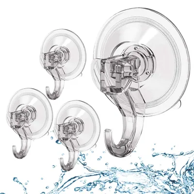 4 Saugnapfhaken (Stil B), transparent, 3 kg Tragkraft