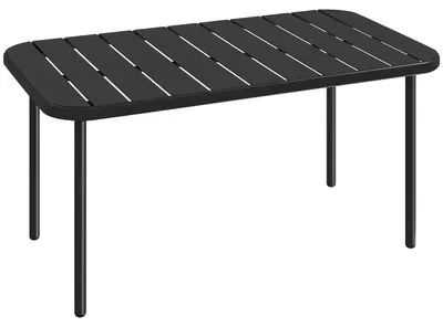 Produktbild von Outdoor-Couchtisch, wetterfester rechteckiger Metall-Patiotisch mit Lamellentischplatte für den Außenbereich
