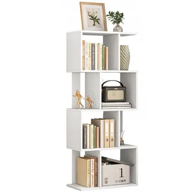 Image de Bibliothèque ouverte sur pied Armoire à étagères blanche Bibliothèque Modern Loft 140 cm