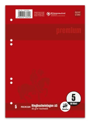 Obrázok produktu pre Staufen® 734033605 Krúžkový viazač PREMIUM LIN 5 - A5, 90 g/m2, 50 listov