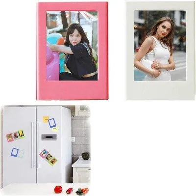 Image de Mini-cadre photo magnétique, lot de 2, blanc et rose, 62 x 45 cm