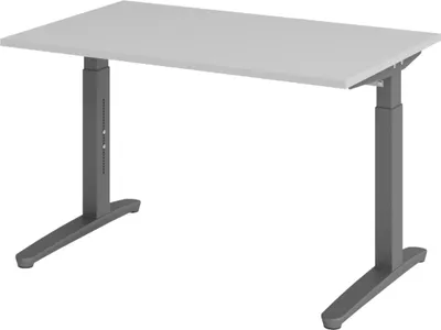 Produktbild von bümö Schreibtisch Serie-XB - Größe:  120 x 80 cm, Gestell: Graphit, Nachbildung: Grau
