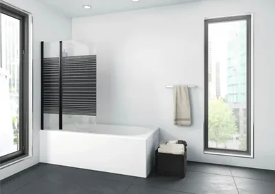 Obrázek produktu pro Vanová zástěna 2dílná Aurlane Black Lines 2 100x140 cm čiré sklo barva profilu černá BWF250