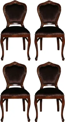 Produktbild von Casa Padrino Luxus Barock Esszimmer Set Braun / Braun 45 x 46 x H. 99 cm - 4 handgefertigte Esszimmerstühle - Barock Esszimmermöbel