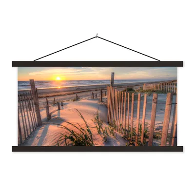 Produktbild von MuchoWow® Textilposter Strand - Meer - Düne - Sonnenuntergang - Landschaft 150x75 cm mit schwarzem Rahmen - Posterleiste