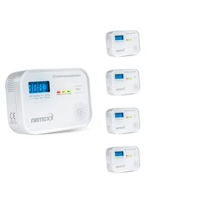 Obrázok produktu pre NEMAXX CM18 Detektor Oxidu Uhoľnatého CO s LCD Displejom, 85 dB Alarm, Elektrochemický Senzor, EN 50291-1:2018, Testovacie Tlačidlo, 10 Rokov, 5 ks