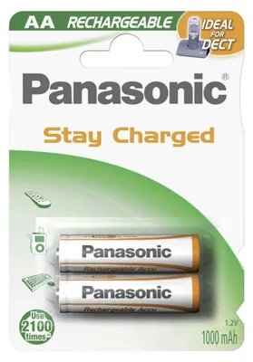 Produktbild von 1x2 Panasonic Akku NiMH Mignon AA 1000 mAh Ready to Use DECT