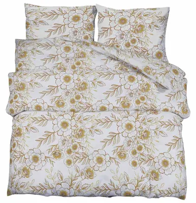 Produktbild von vidaXL Bettwäsche-Set Weiß und Braun 225x220 cm Baumwolle