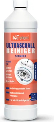Produktbild von bio-chem Bio Ultraschallreiniger Konzentrat 750 ml inkl. Dosierbecher, geruchsfrei, alkoholfrei, Reinigungszusatz für Ultraschallgeräte/Ultrasonic-Cleaner für Brillen, Schmuck u.v.m.