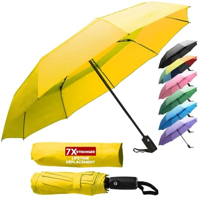 Produktbild von Regenschirm Taschenschirm Faltschirm - Sturmfest - 107 cm - Glasfaserstreben - Schwarz