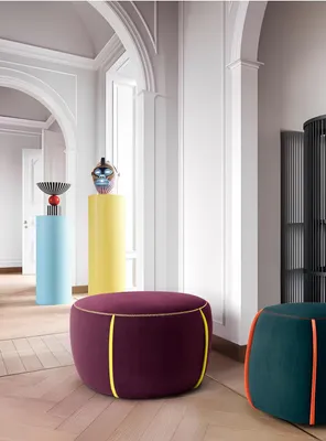 Produktbild von Oval Design Polster Hocker Fußhocker Ottomane Sitz Textil Gepolstert Pufa