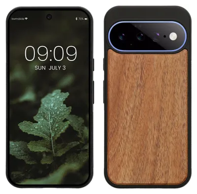 Produktbild von kwmobile Handyhülle für Google Pixel 11 Hülle Holz - Case mit TPU Bumper - Stoßfestes Hardcase - Schutzhülle Cover in Vintage Braun Braun