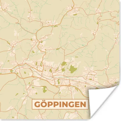 Produktbild von MuchoWow® Poster Göppingen - Jahrgang - Karte - Stadtplan 75x75 cm - Wand Dekoration