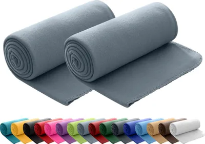 Produktbild von 2er Set Polar Fleecedecke 130x160 cm, OEKO-TEX ca. 400g Gewicht, mit Antipilling & Kettelrand - Farbe grau