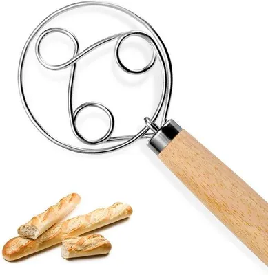 Produktbild von Rostfreier Brockenmischer mit 3 Löchern, Holzgriff, Eierklopper, Zubehör, Küchenwerkzeug