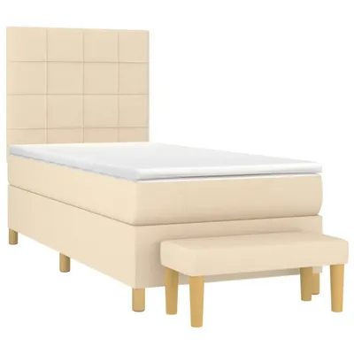 Produktbild von vidaXL Boxspringbett mit Matratze Creme 90x200 cm Stoff