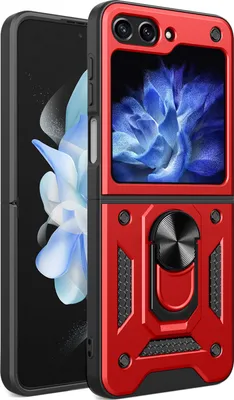 Produktbild von Hülle für Samsung Galaxy Z Flip 5 mit Ring Ständer Halter Dual Layer Rugged Schutzhülle Rot