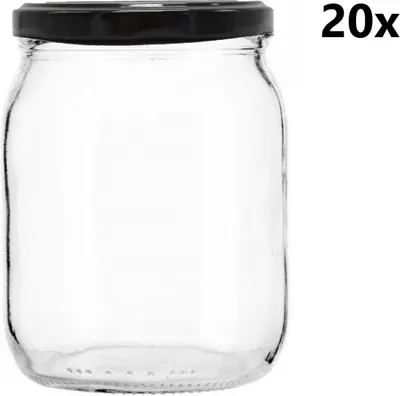 Produktbild von Einmachglas 540 ml PROFI II klar/transparent 20 Stück INKLUSIVE SCHWARZEN DECKELn, Anzahl der Teile in der Packung: 20