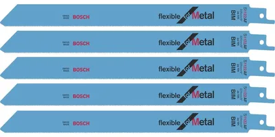 Image de 5 lames de scie sabre S 1122 AF Flexible for Metal 225x19x0,9mm - BOSCH - 2608656018