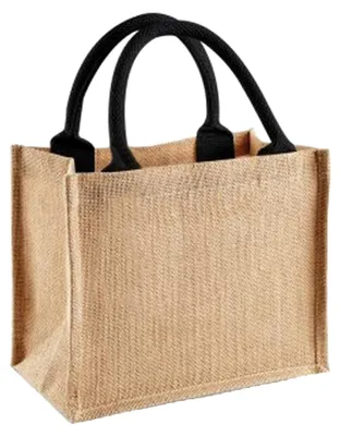 Immagine prodotto di Borsa in juta Westford Mill / mini borsa regalo in juta, 6 litri FK972 (taglia unica) (naturale/nero)