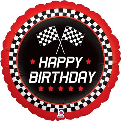 Produktbild von 18"/Ø46cm Folienballon "Happy Birthday" Zielflagge