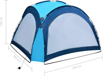Image de vidaXL Tente de réception avec LED et 4 parois latérales 3,6x3,6x2,3 m Bleu