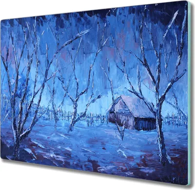 Produktbild von Coloray Hackbrett Herdabdeckplatte 60x52 cm Küchenbrett Kochplattenabdeckung Schneidebrett - Winter Schnee Baum