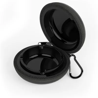 Produktbild von Zigaretten Taschenaschenbecher, Reißverschluss Tragbarer Mini Aschenbecher Geruchsdicht für Unterwegs, Wandern, Camping, Schwarz