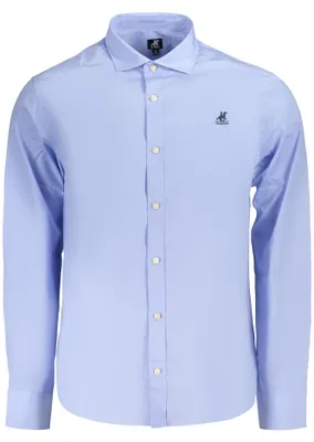 Produktbild von Elegantes Herrenhemd Blau mit Stickerei und französischem Kragen